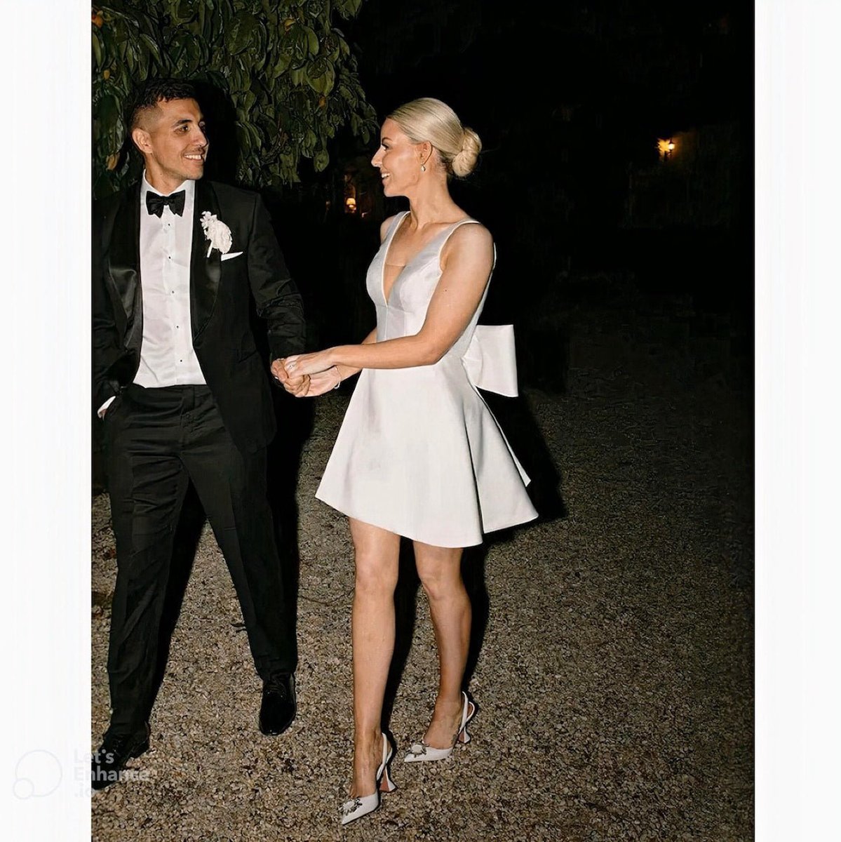 A-line Satin V-Neck Short Wedding Dresses with Bow