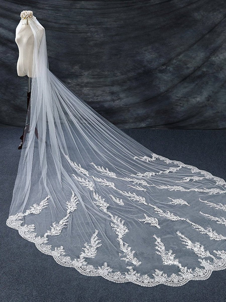 Vintage Floral Lace Cathedral Veil Bridal Veil Wedding Veil