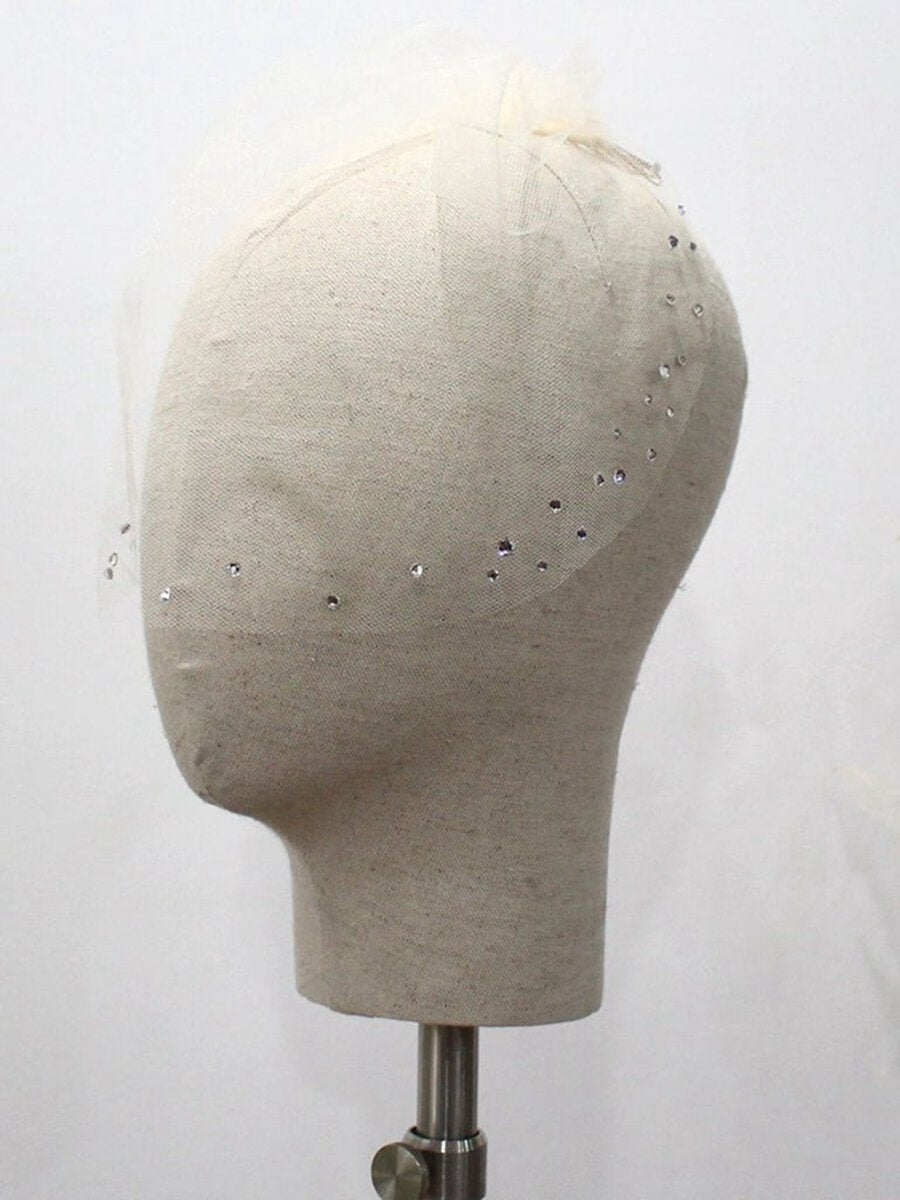 Vintage-Inspired Birdcage Veils with Tiny Crystals Blusher Veil