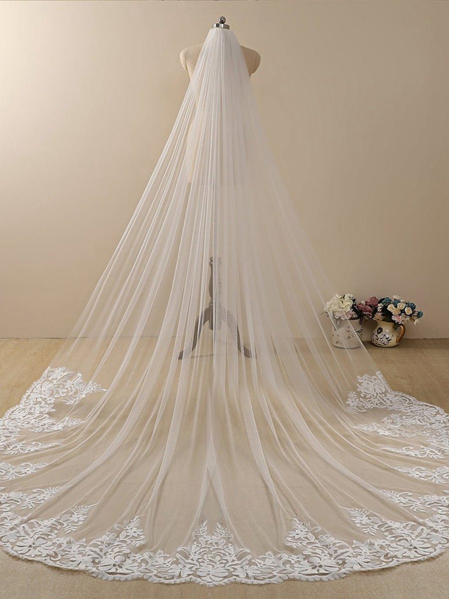 Vintage Flower Lace Cathedral Veil Bridal Veil Wedding Veil