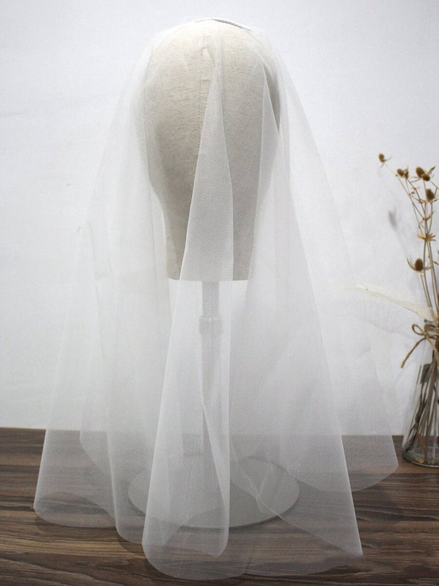 Simple Champagne Short Wedding Veils Blusher Veil