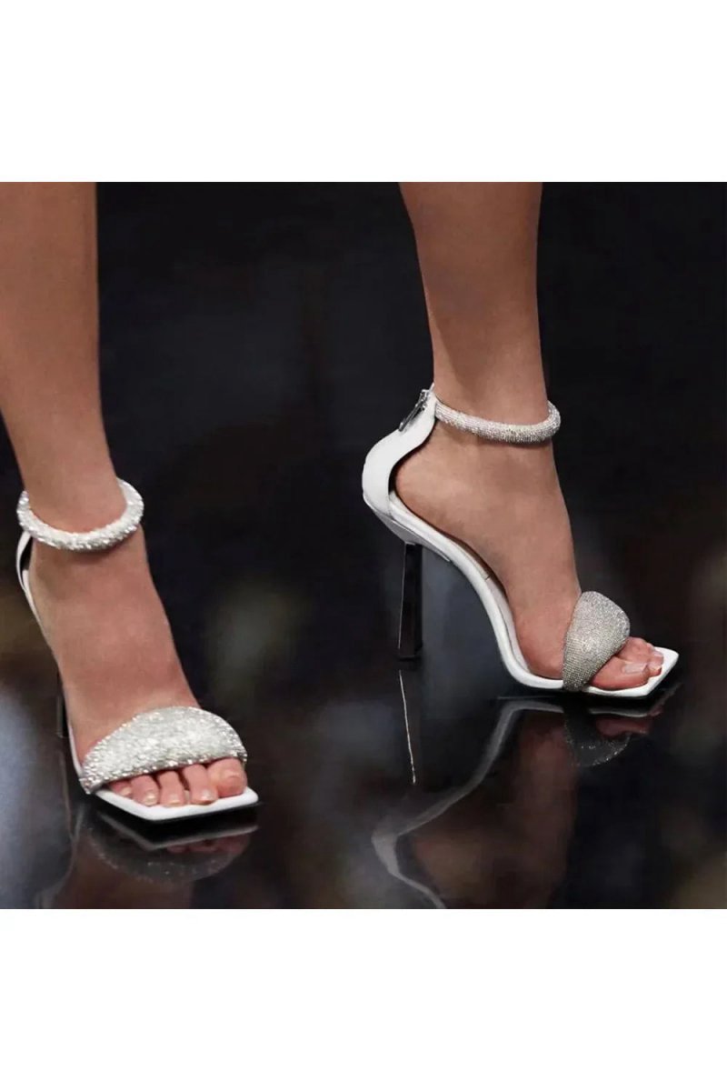 Beaded Stiletto Mid Heel Sandals