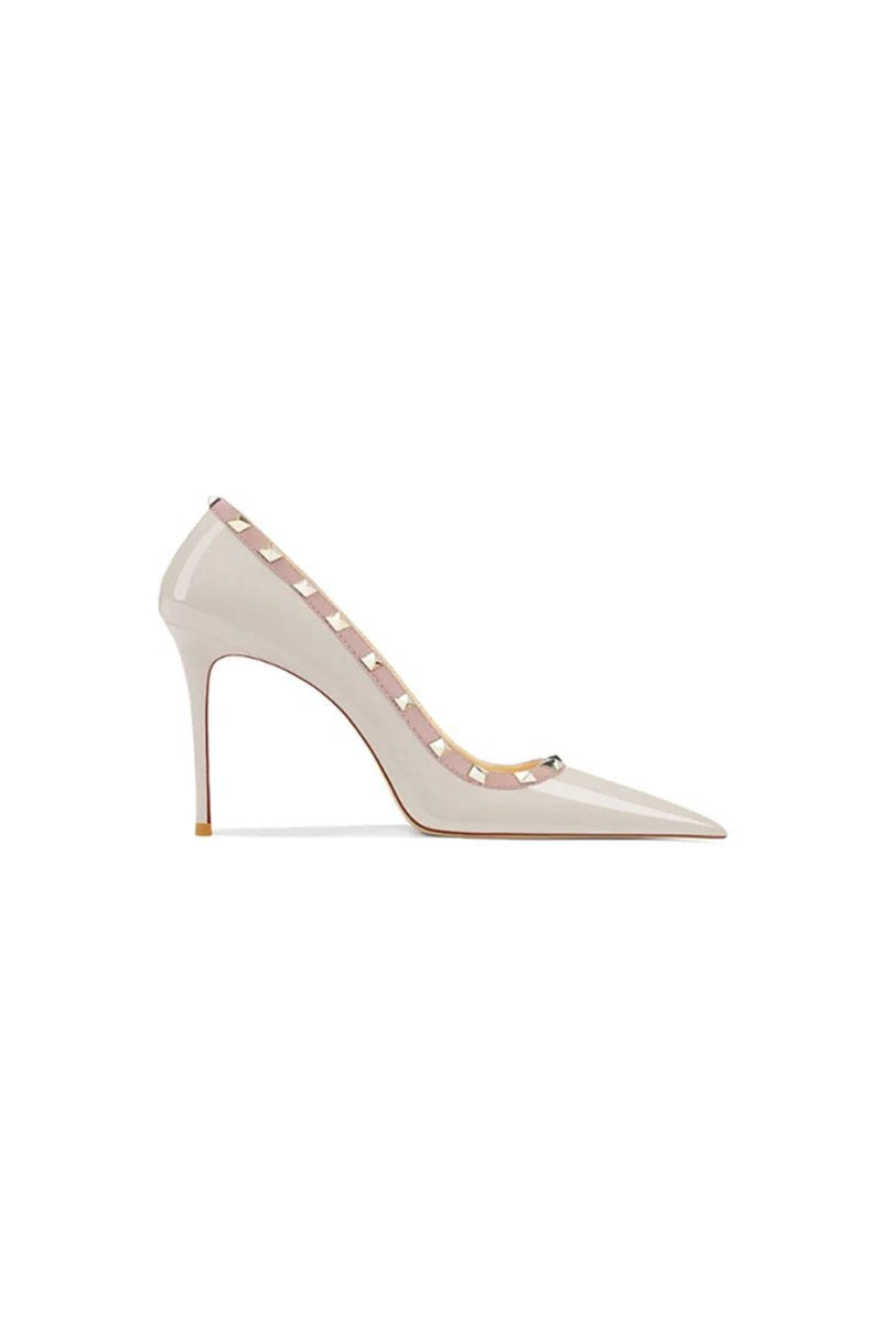 Dark Studded Mid Heel Pumps