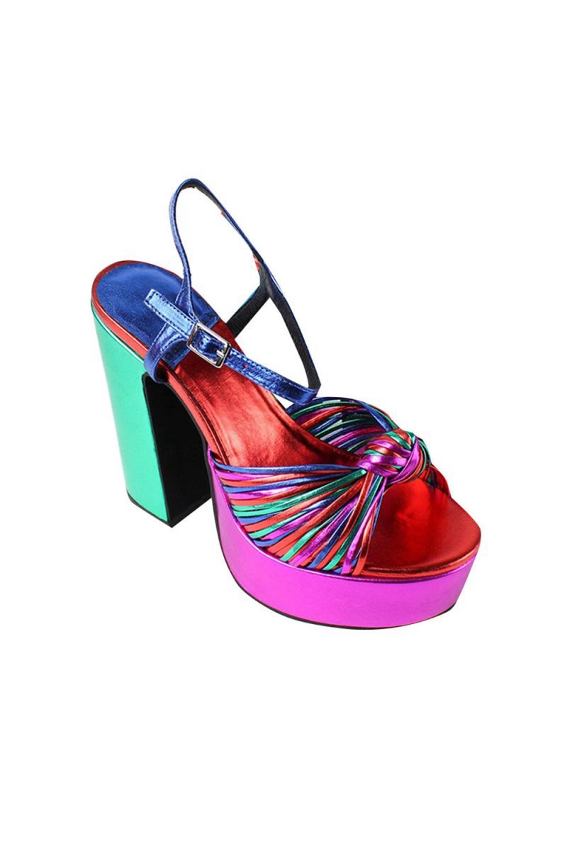 Chunky Knotted Block Heel Platform Sandals