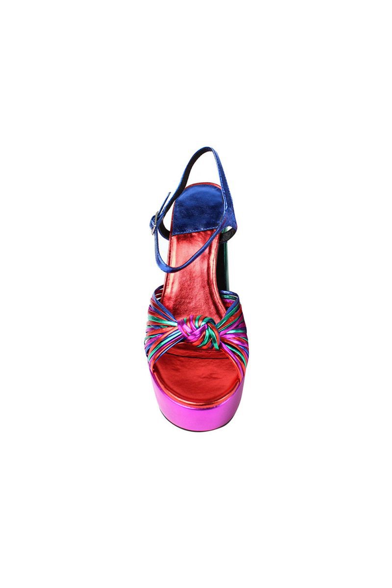 Chunky Knotted Block Heel Platform Sandals