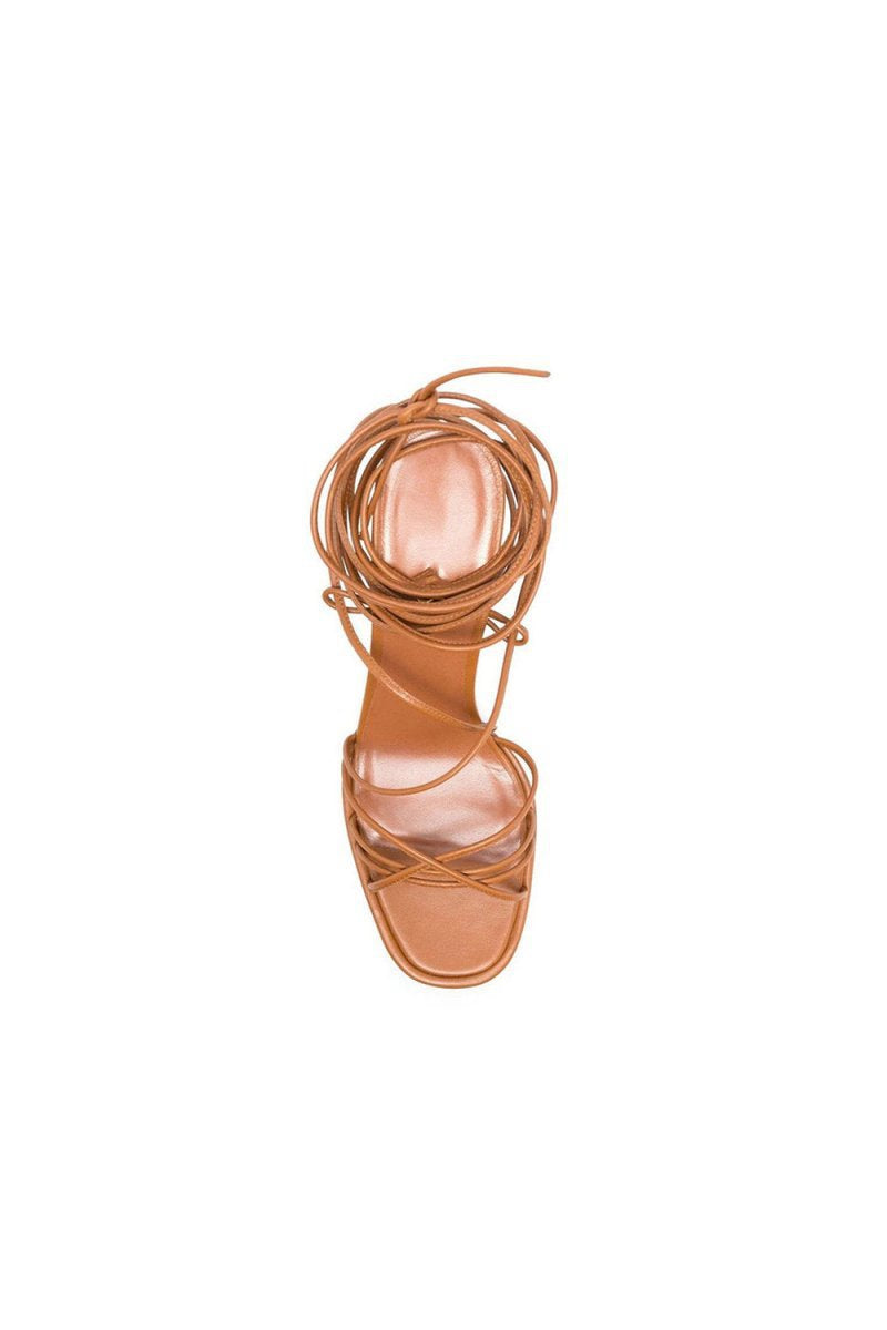 Lace Up Leather High Heel Platform Sandals