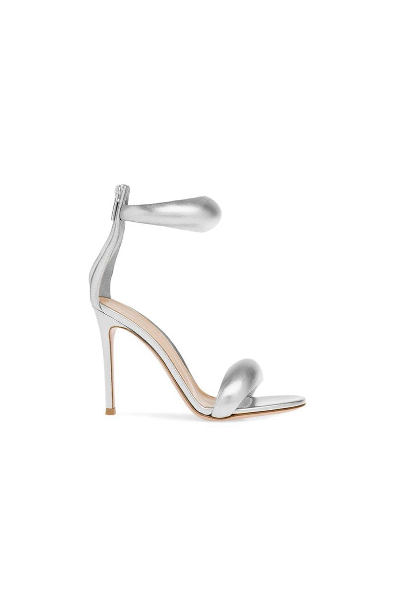 Ankle Strap Leather Stiletto High Heel Sandals