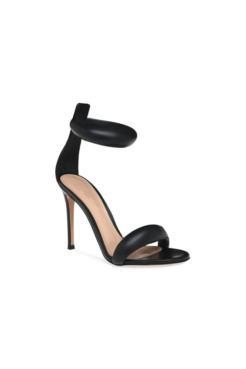 Ankle Strap Leather Stiletto High Heel Sandals