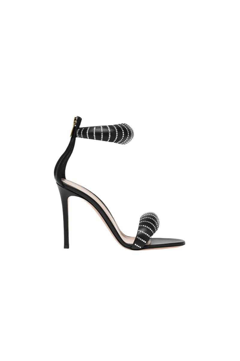 Ankle Strap Leather Stiletto High Heel Sandals