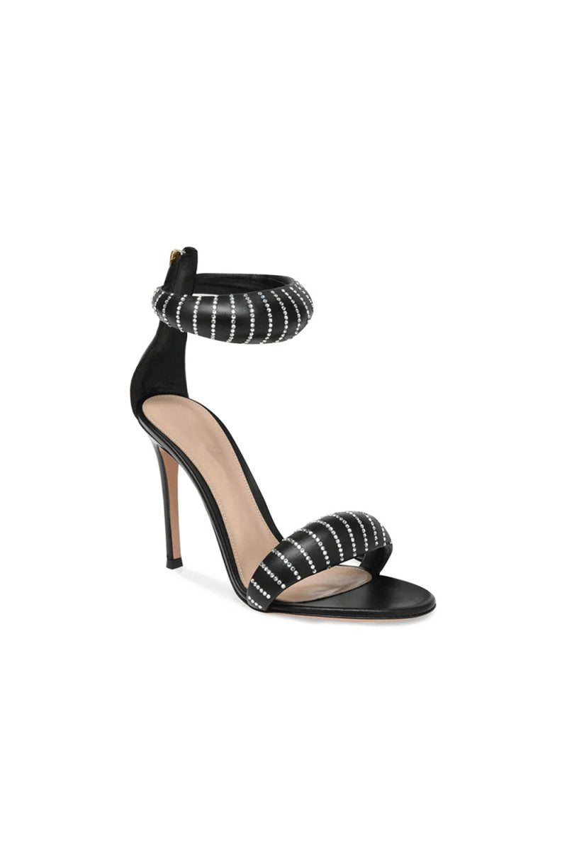 Ankle Strap Leather Stiletto High Heel Sandals