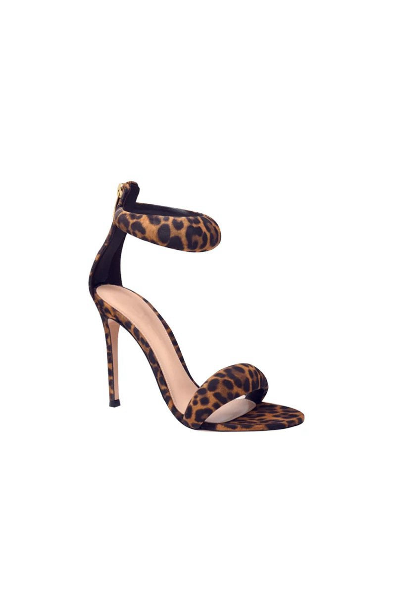 Ankle Strap Leather Stiletto High Heel Sandals