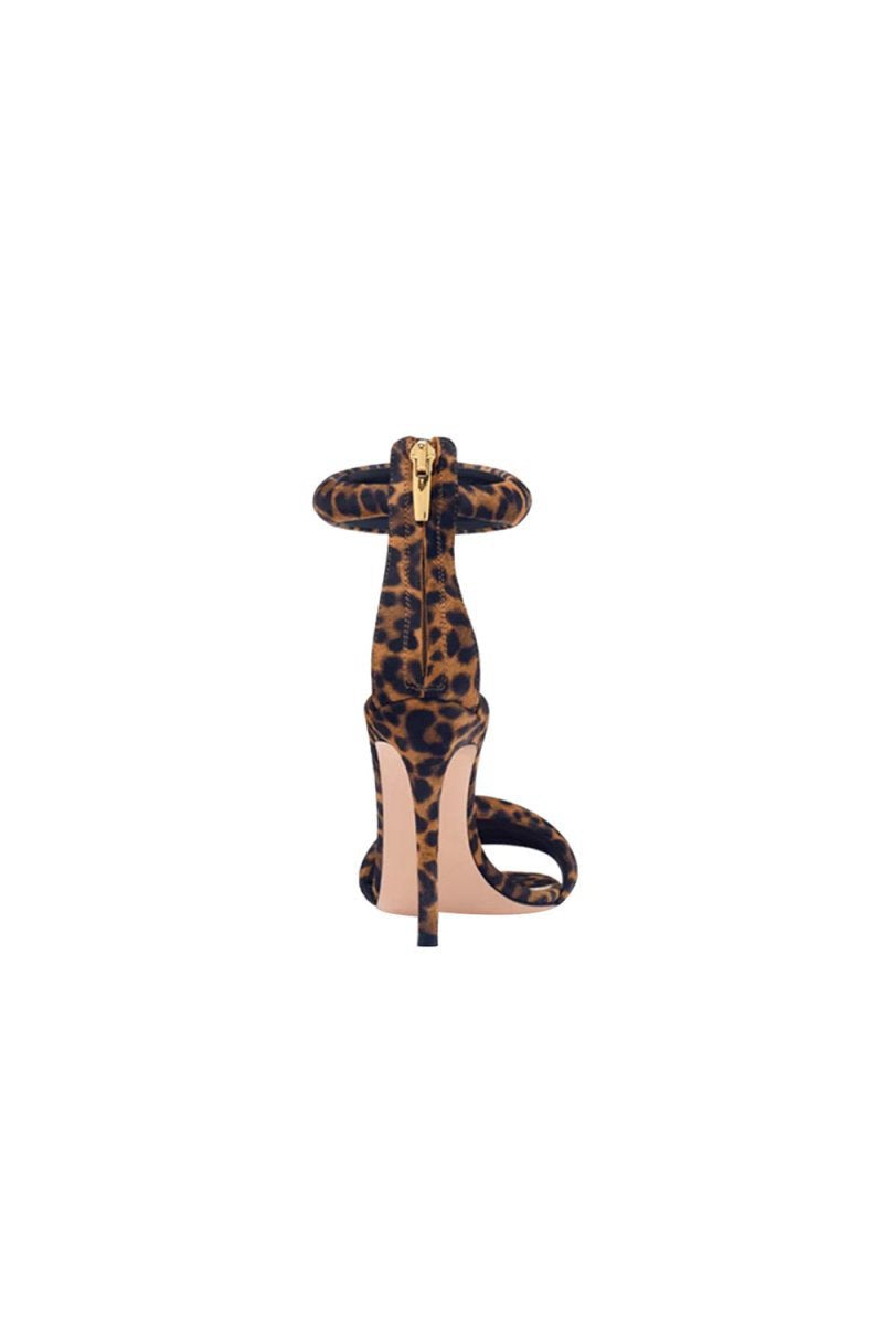Ankle Strap Leather Stiletto High Heel Sandals