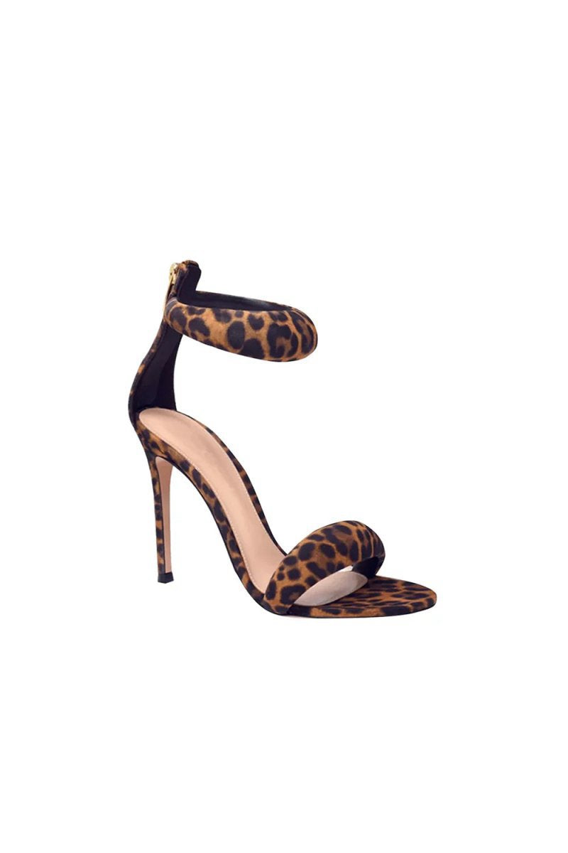 Ankle Strap Leather Stiletto High Heel Sandals