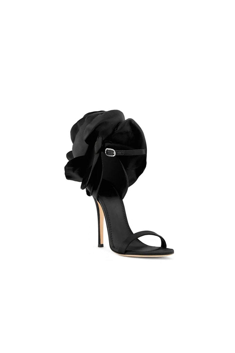Flower Embellished High Stiletto Heel Sandals