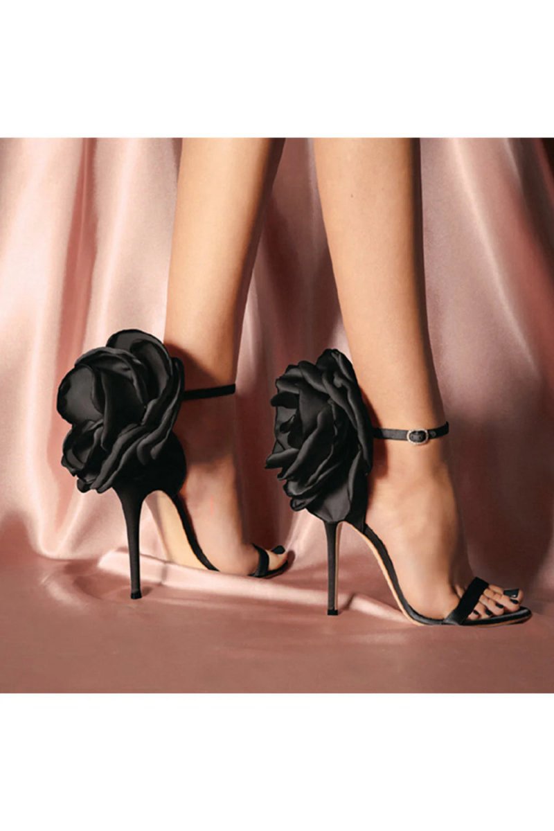Flower Embellished High Stiletto Heel Sandals