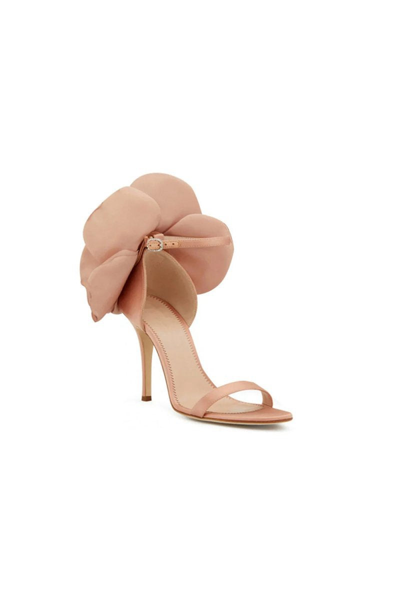 Flower Embellished High Stiletto Heel Sandals