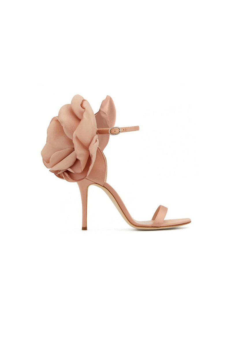 Flower Embellished High Stiletto Heel Sandals