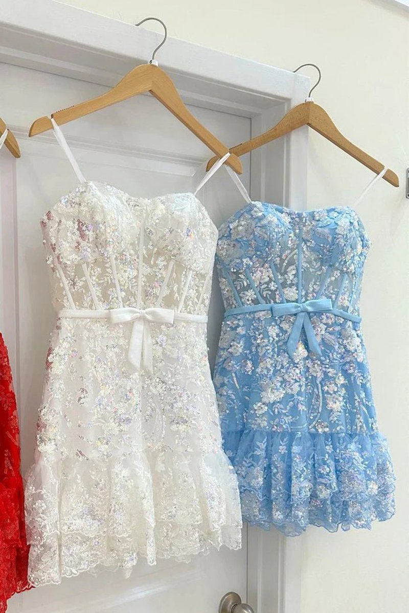 Short Sheath Strapless Corset Homecoming Dresses
