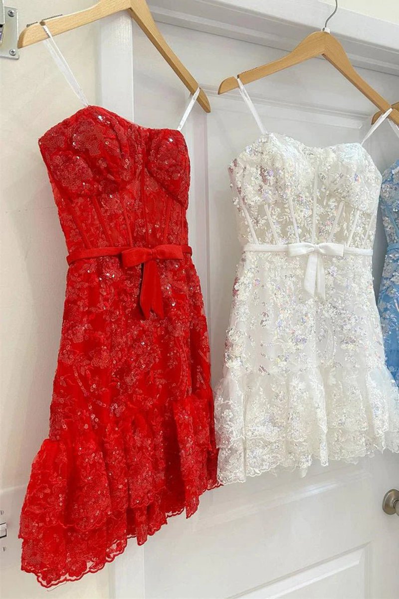Short Sheath Strapless Corset Homecoming Dresses