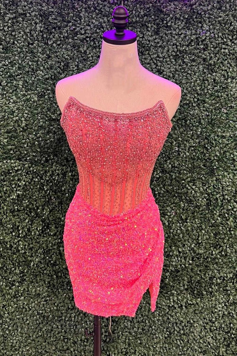 Bodycon Strapless Corset Homecoming Dresses