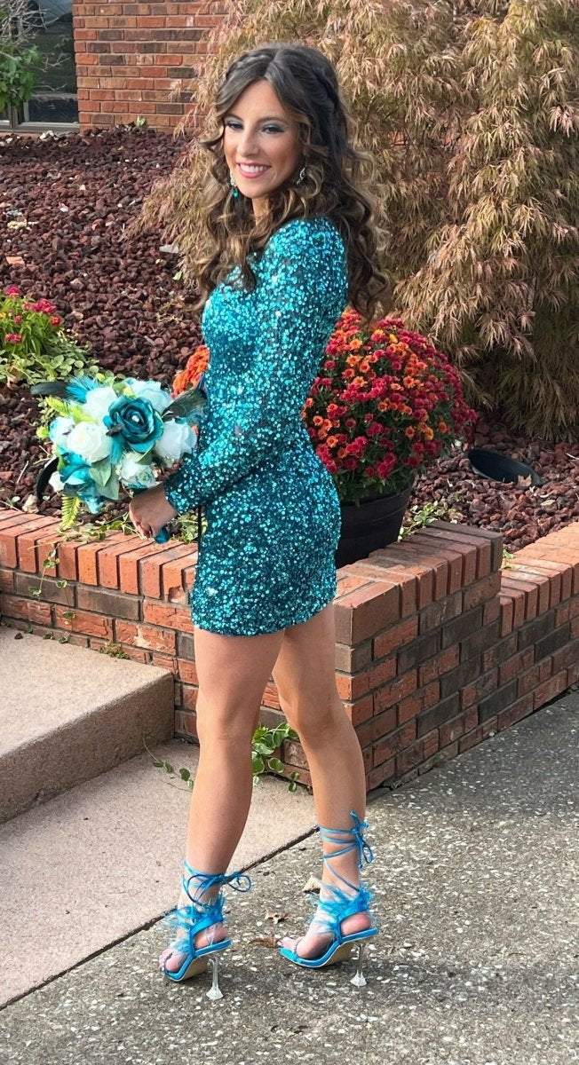 Bodycon Long Sleeve Sequins Homecoming Dresses