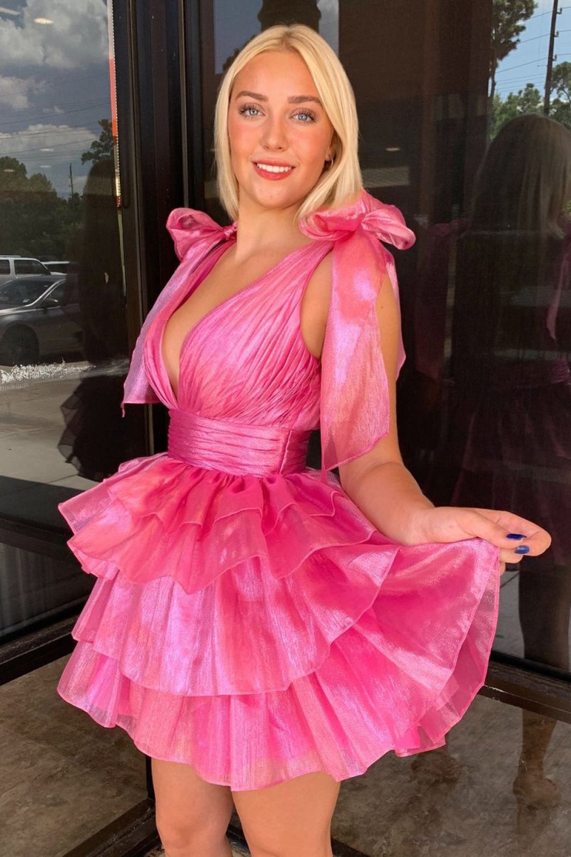 Trendy A-line Tie Homecoming Dresses with Bow