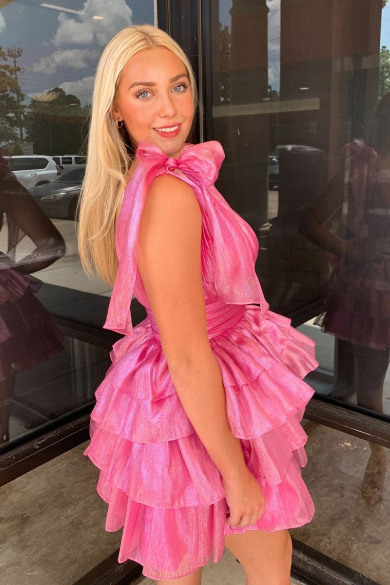 Trendy A-line Tie Homecoming Dresses with Bow