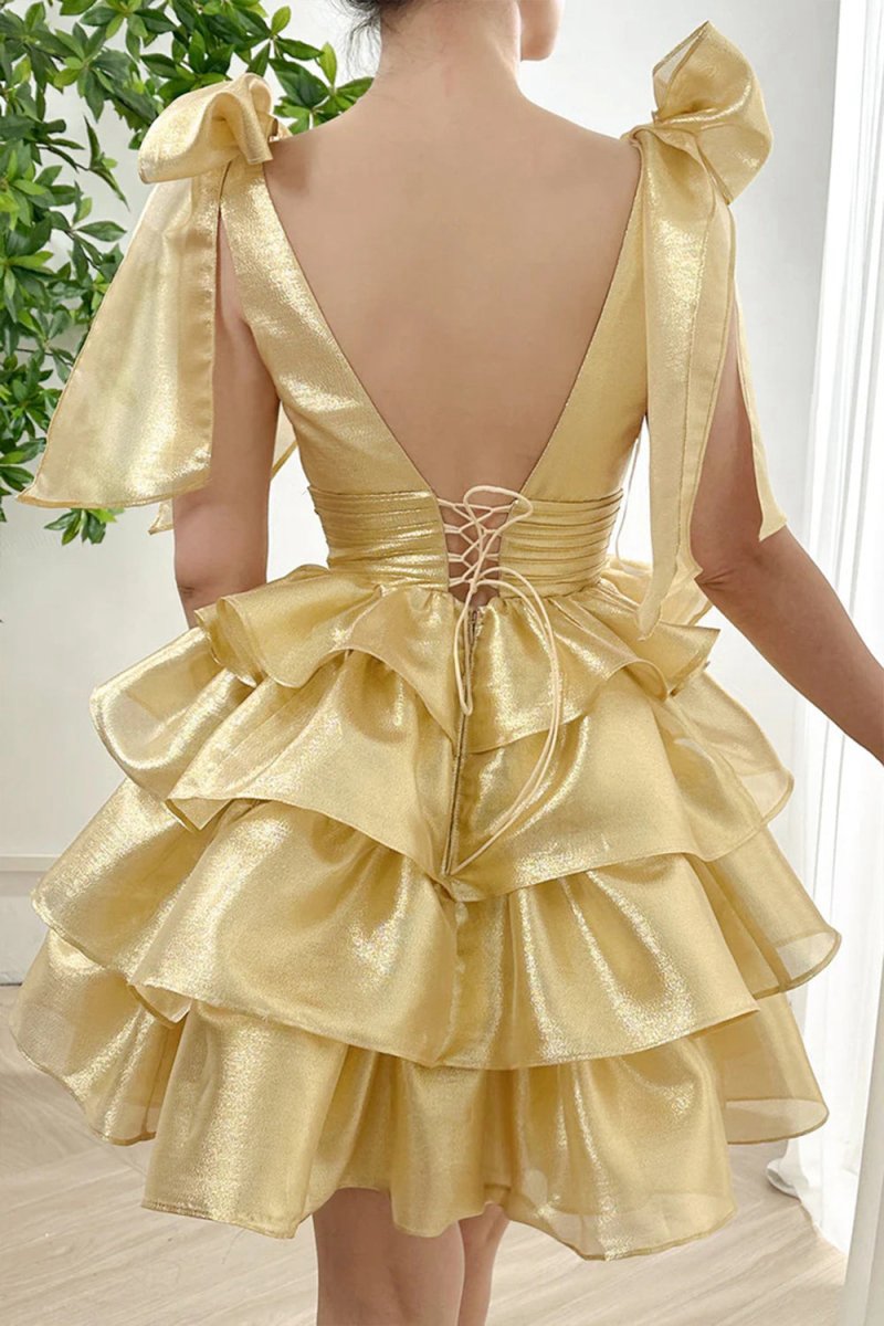 Trendy A-line Tie Homecoming Dresses with Bow