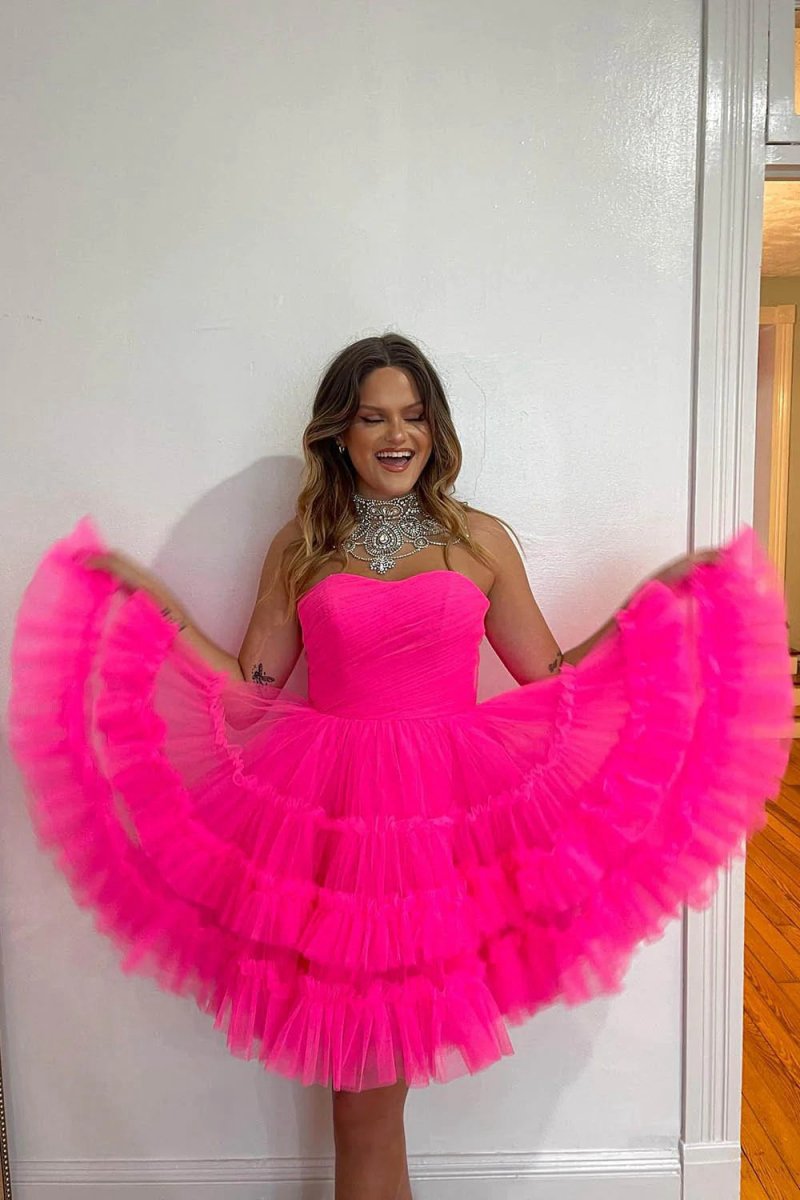 A-line Sweetheart Tulle Tie Corset Short Homecoming Dresses