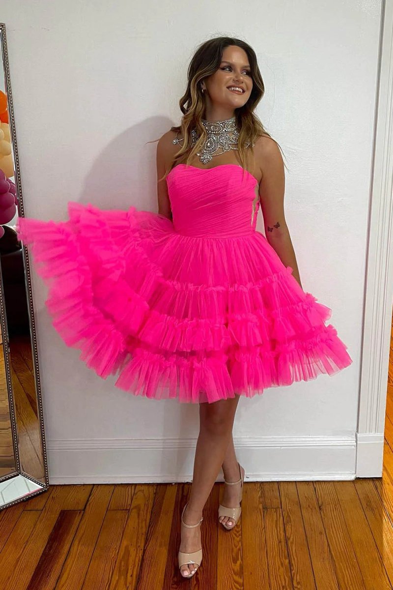 A-line Sweetheart Tulle Tie Corset Short Homecoming Dresses