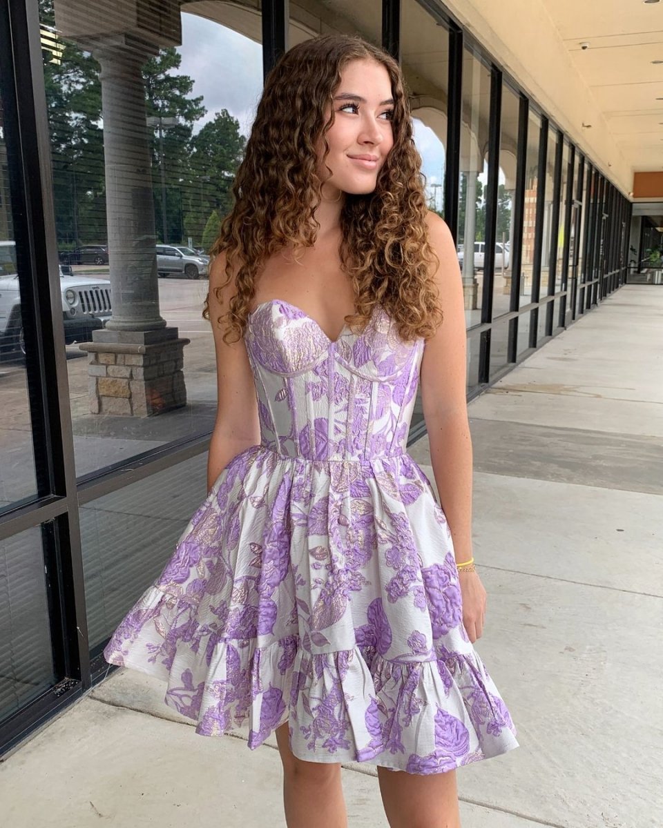 A-line Strapless Satin Short Homecoming Dresses with Pockets