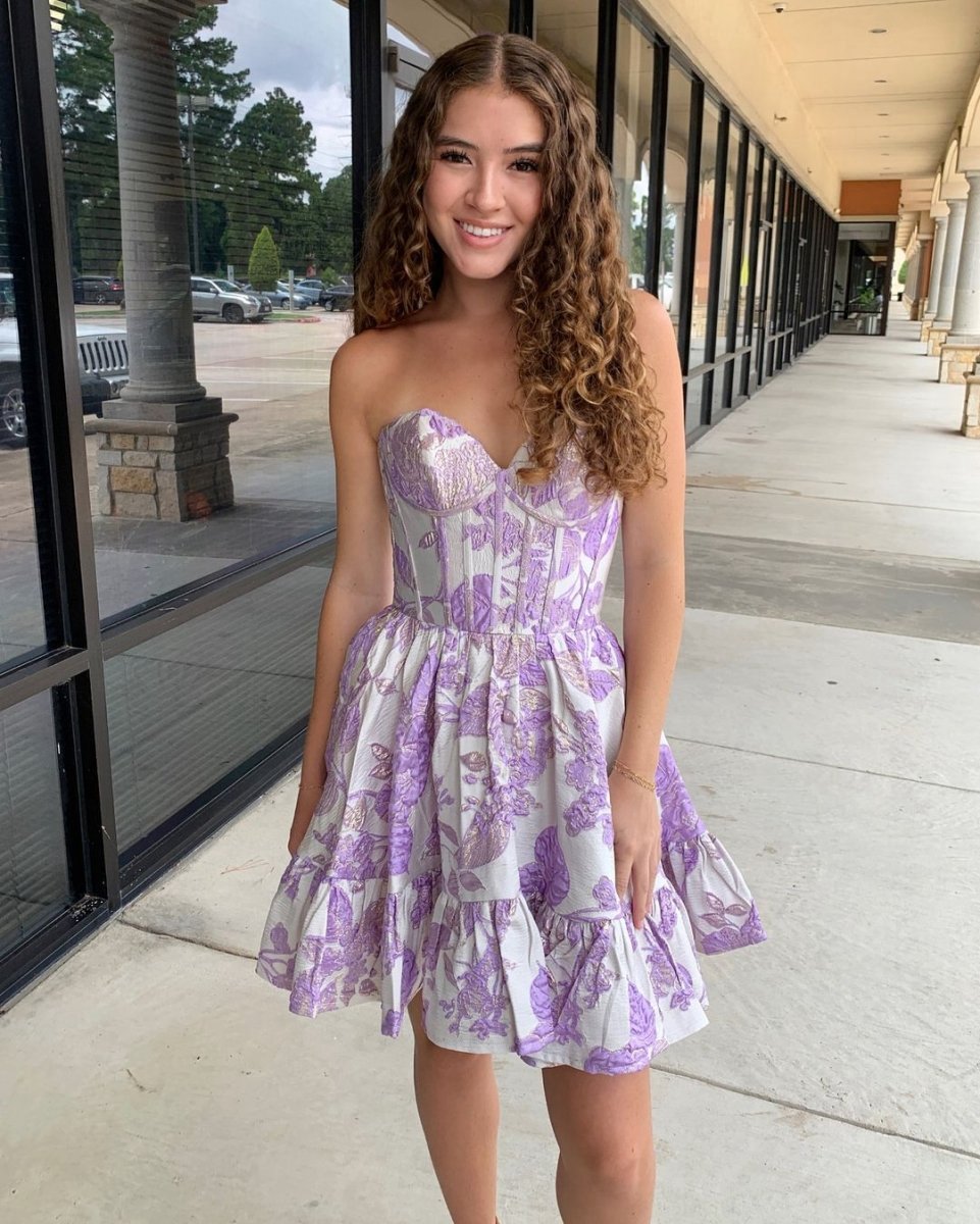 A-line Strapless Satin Short Homecoming Dresses with Pockets