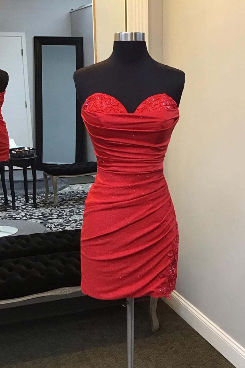 Glitter Sweetheart Tight Short Homecoming Dresses with Appliques