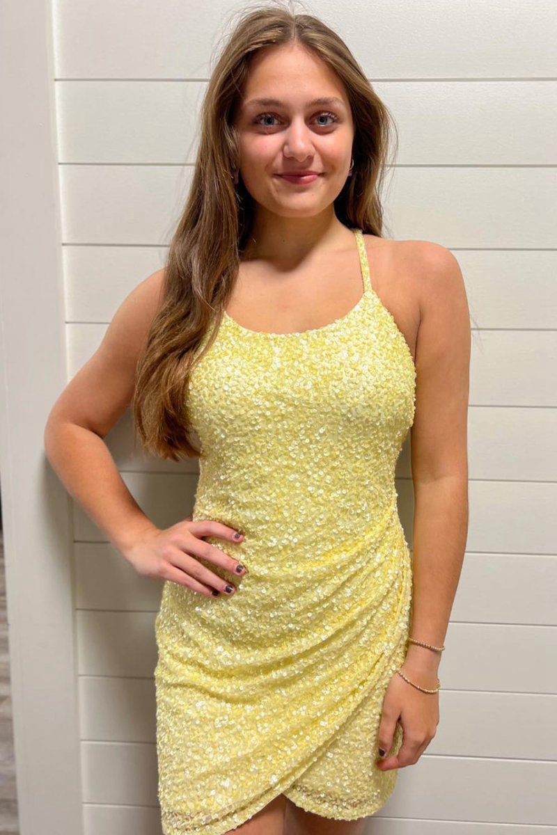 Sparkly Sequins Asymmetrical Tight Homecoming Dresses
