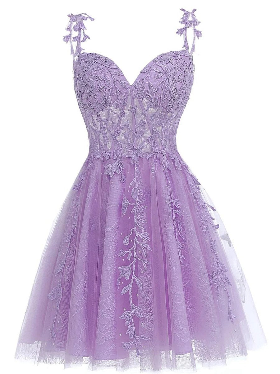 A-line Sweetheart Mint Appliques Short Homecoming Dresses