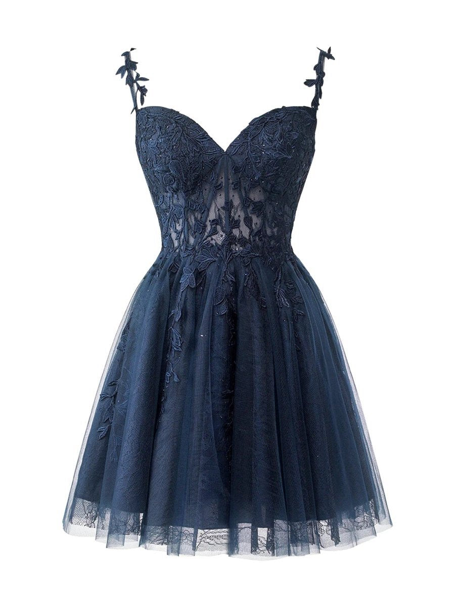 A-line Sweetheart Mint Appliques Short Homecoming Dresses
