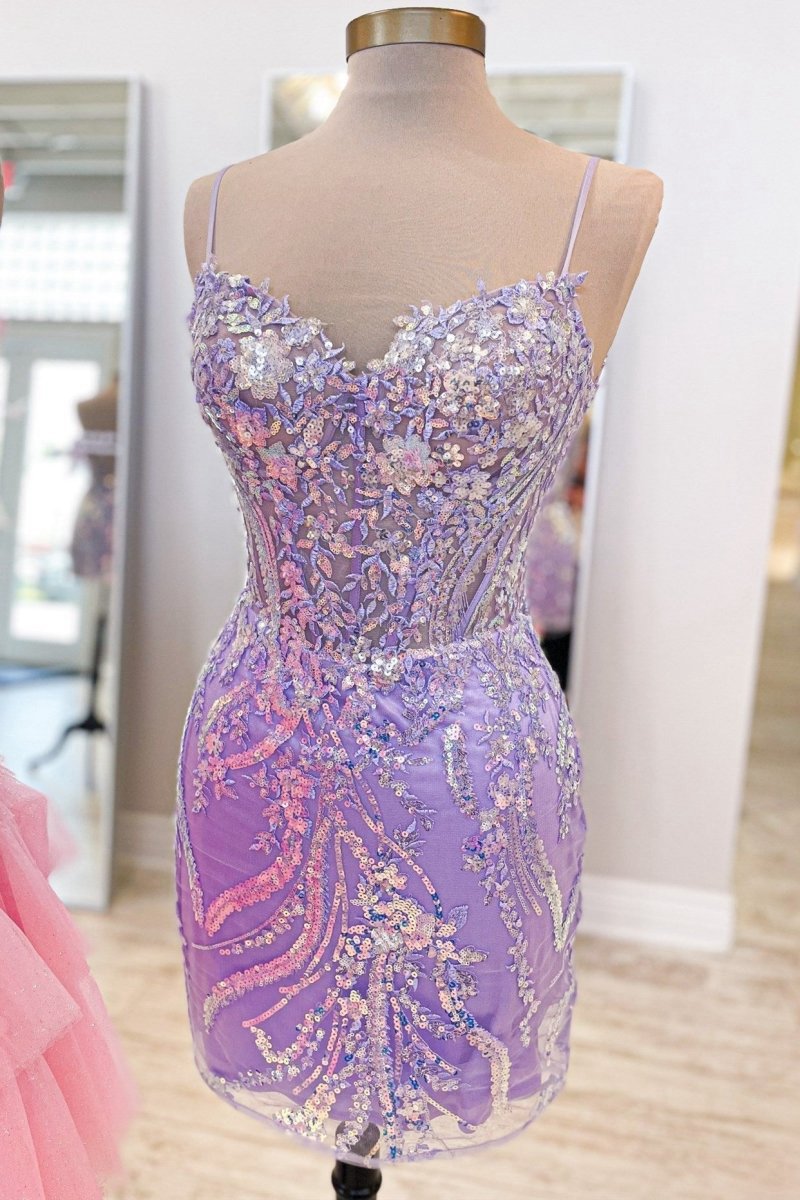 Sequin Lace Sweetheart Fitted Short Homecoming Dresses