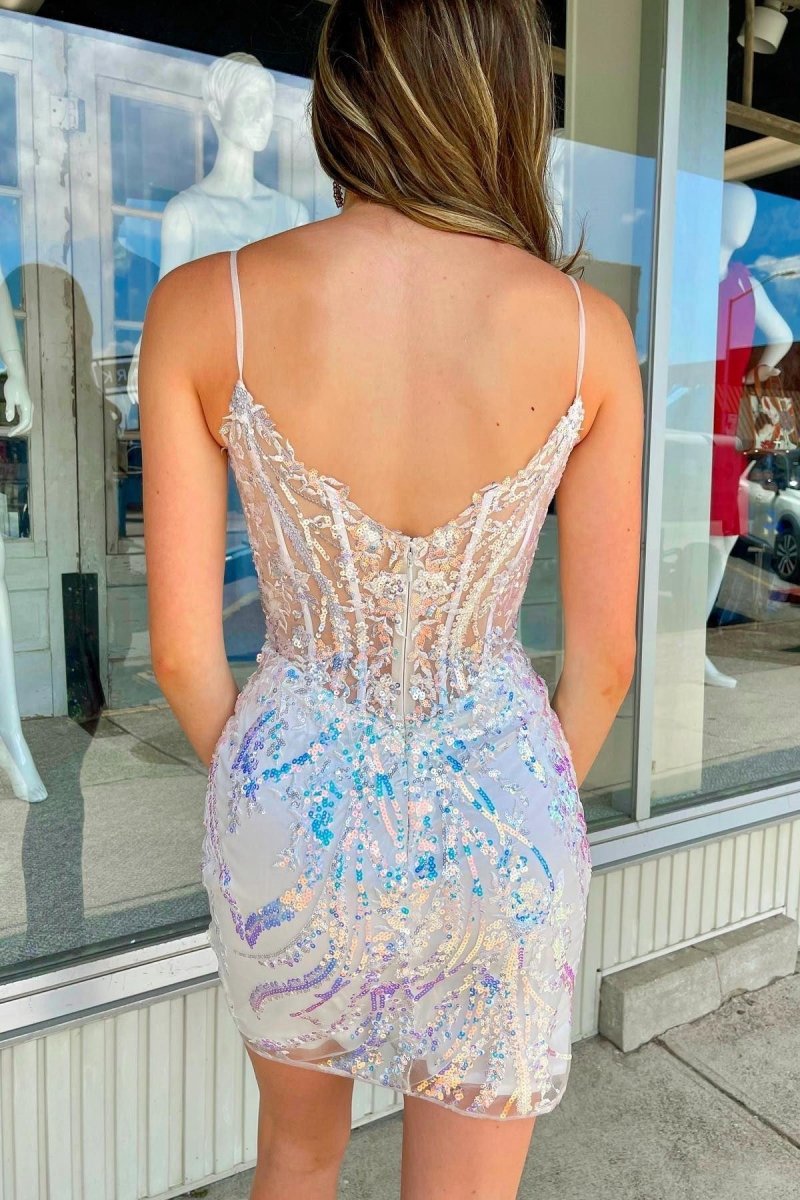Sequin Lace Sweetheart Fitted Short Homecoming Dresses