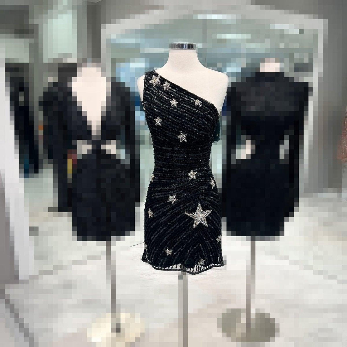 One Shoulder Sequin Star Above Keen Homecoming Dresses