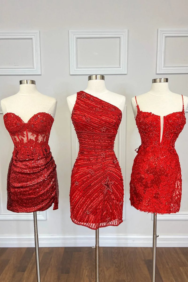One Shoulder Sequin Star Above Keen Homecoming Dresses