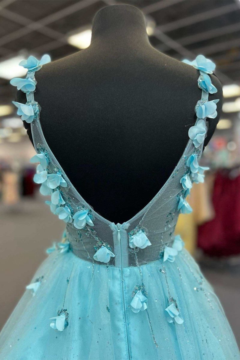 Tiffany 3D Floral Lace Sweetheart Backless A-line Short Party Dresses