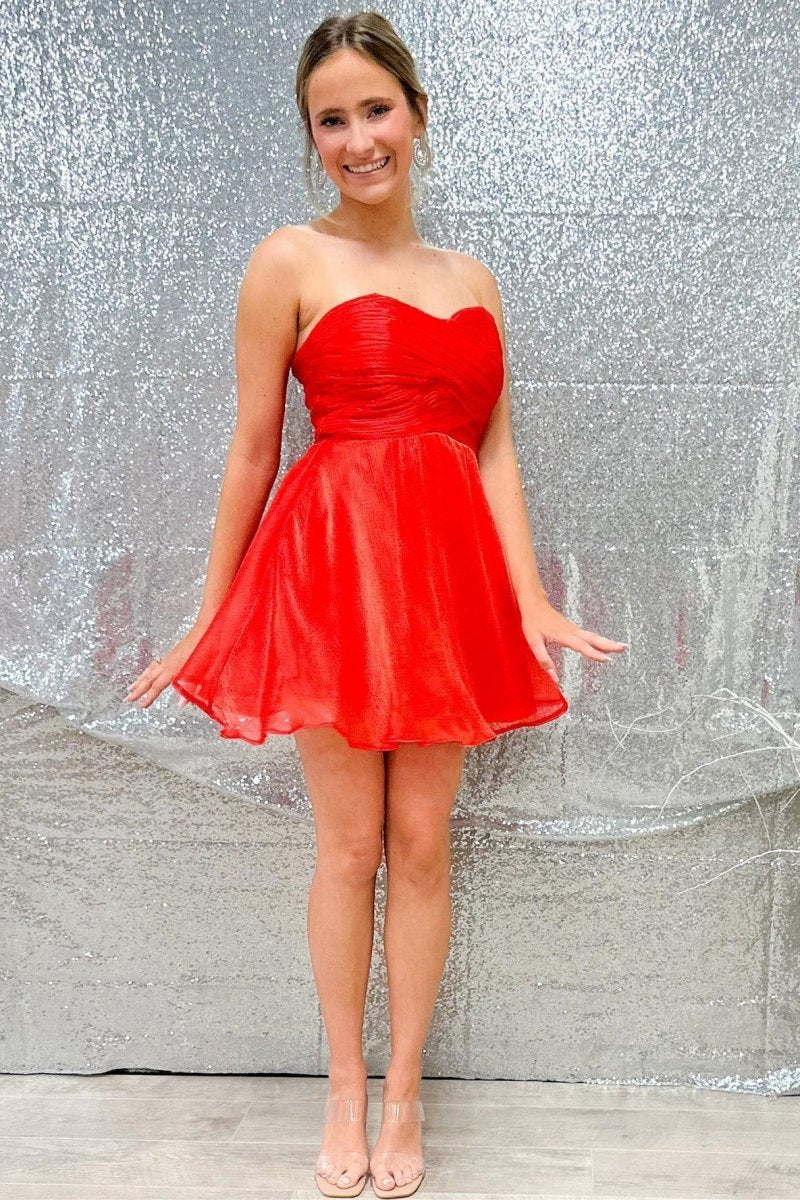 Strapless A-line Short Homecoming Dresses