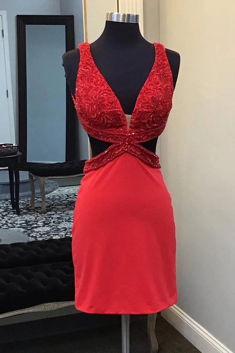 Appliques Lace-Up Tight Short Dresses