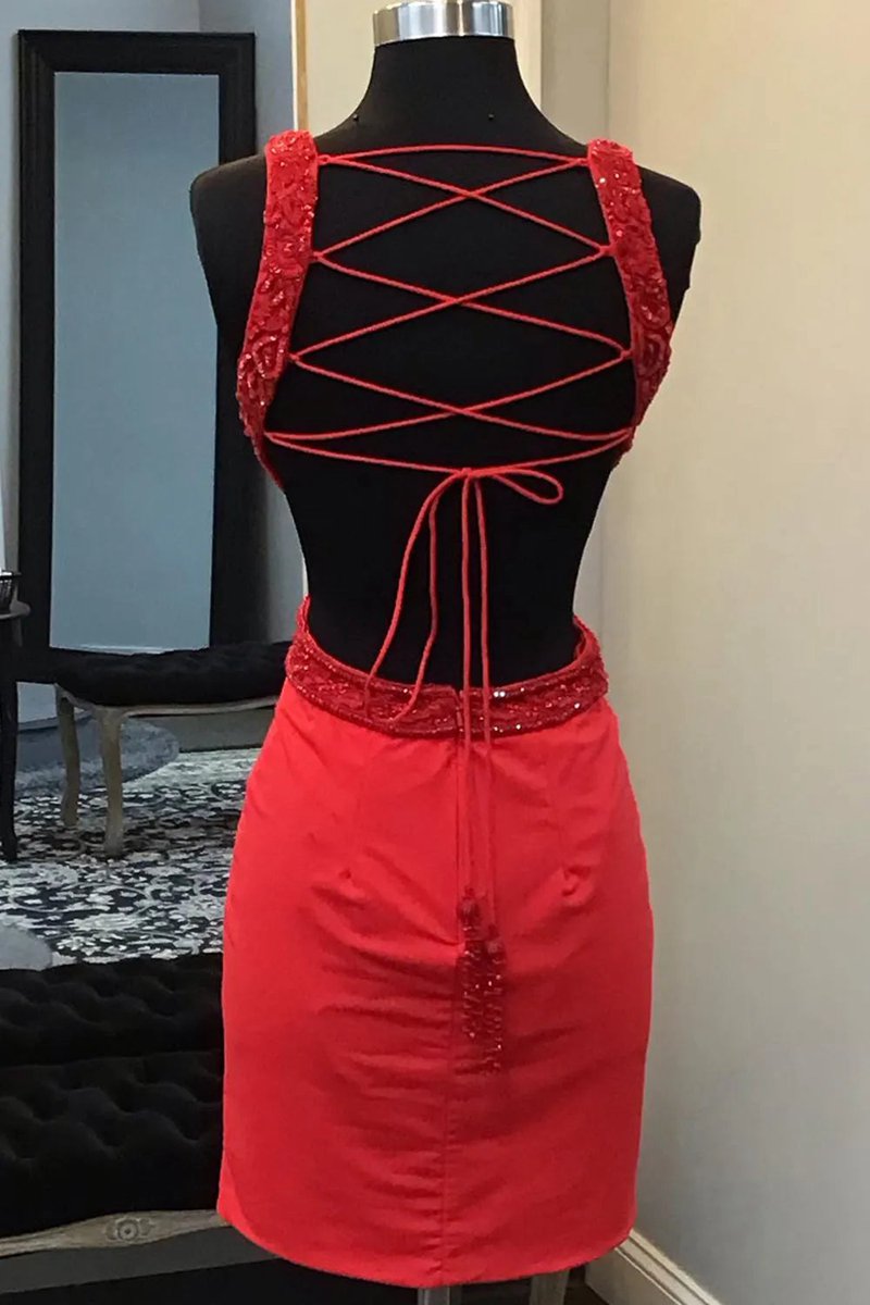 Appliques Lace-Up Tight Short Dresses