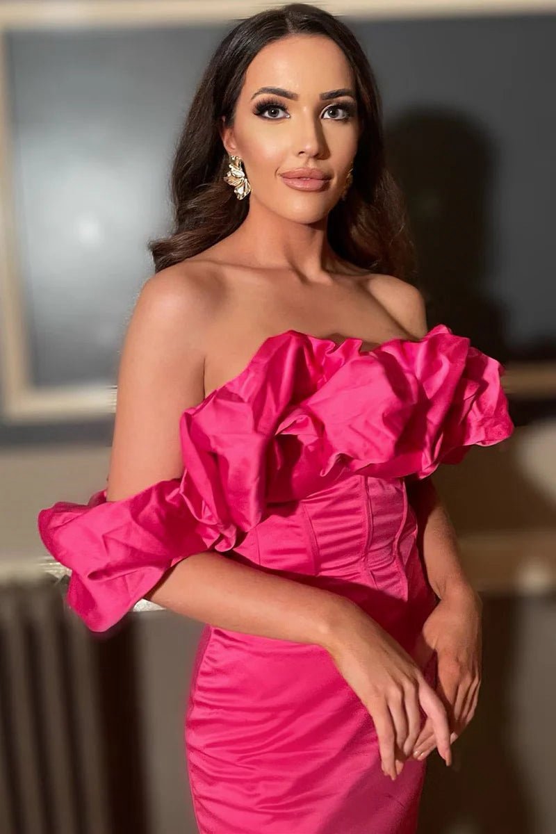Off-the-Shoulder Bodycon Cocktail Dresses with Ruffles