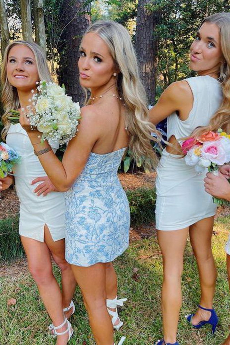 Sheath Strapless Short Homecoming Dresses