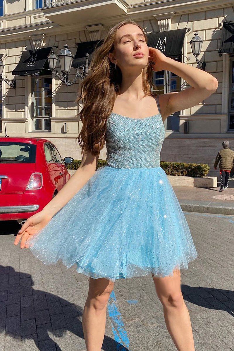 Sequins Lace Beaded Bodice Short Homecoming Dresses