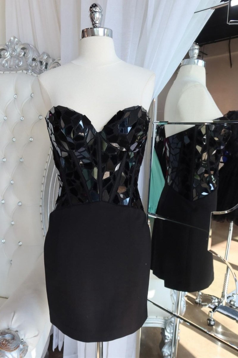 Sweetheart Short Party Dresses with Cut Glass Mirrors