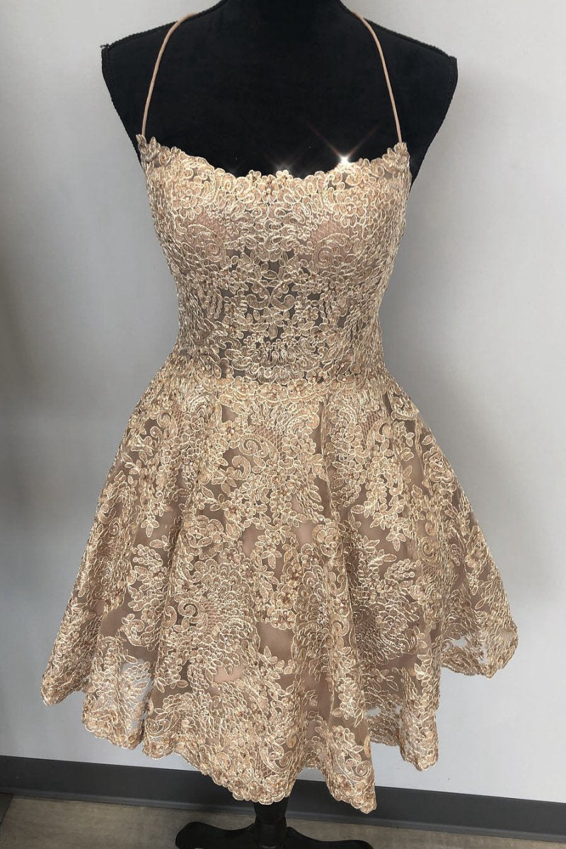 A-line Lace Short Homecoming Dresses