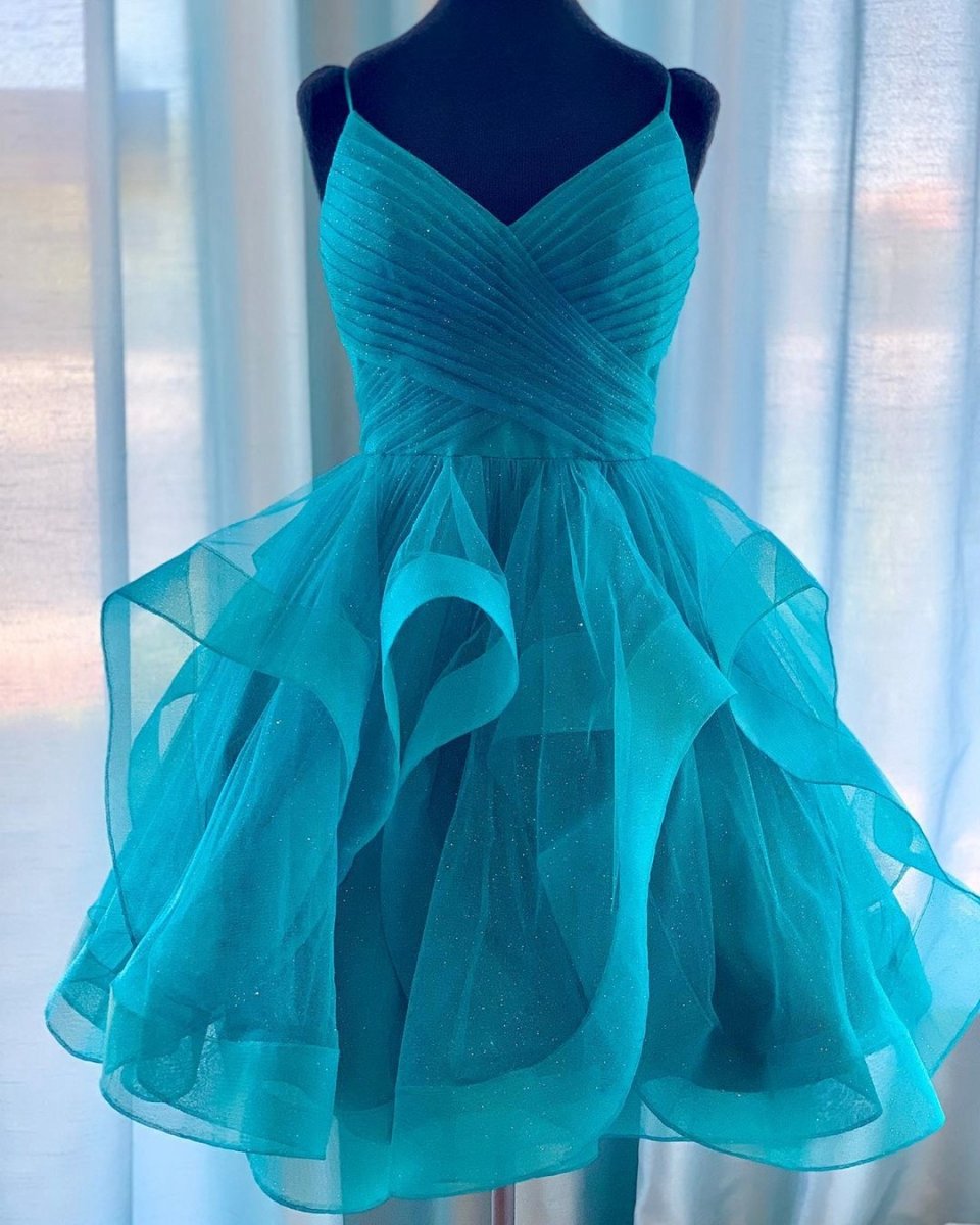 Ruffled Tulle Short Homecoming Dresses